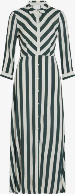 Vila Maxi Jurken Jurk Dames Donkergroen / Wit