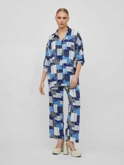 Vila Overhemden Blouse Dames Blauw / Wit -Vila 811c9cabbc4effe7c0e47140a31826ea