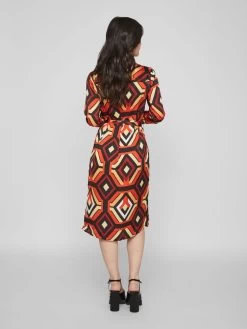 Vila Midi Jurken Jurk Dames Rood -Vila 83237ff1f8c47a774549ad5e21726b3f