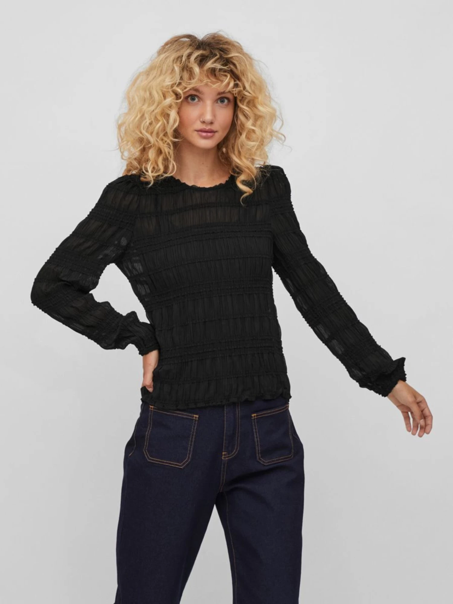 Vila Blouseshirts Blouse Dames Zwart 3 Vila Blouseshirts Blouse Dames Zwart - Afbeelding 3