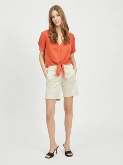 Vila Shorts Regular Broek Dames Wit -Vila 83841e070e7e2841ed423f33fe50a35f