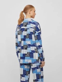 Vila Overhemden Blouse Dames Blauw / Wit -Vila 8a7dfd28b9e5fa251b996353094ff1da