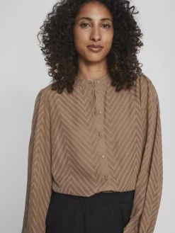 Vila Overhemden Blouse Dames Bruin -Vila 8bd6fd7ed73c06b193acb7bf94c421d5
