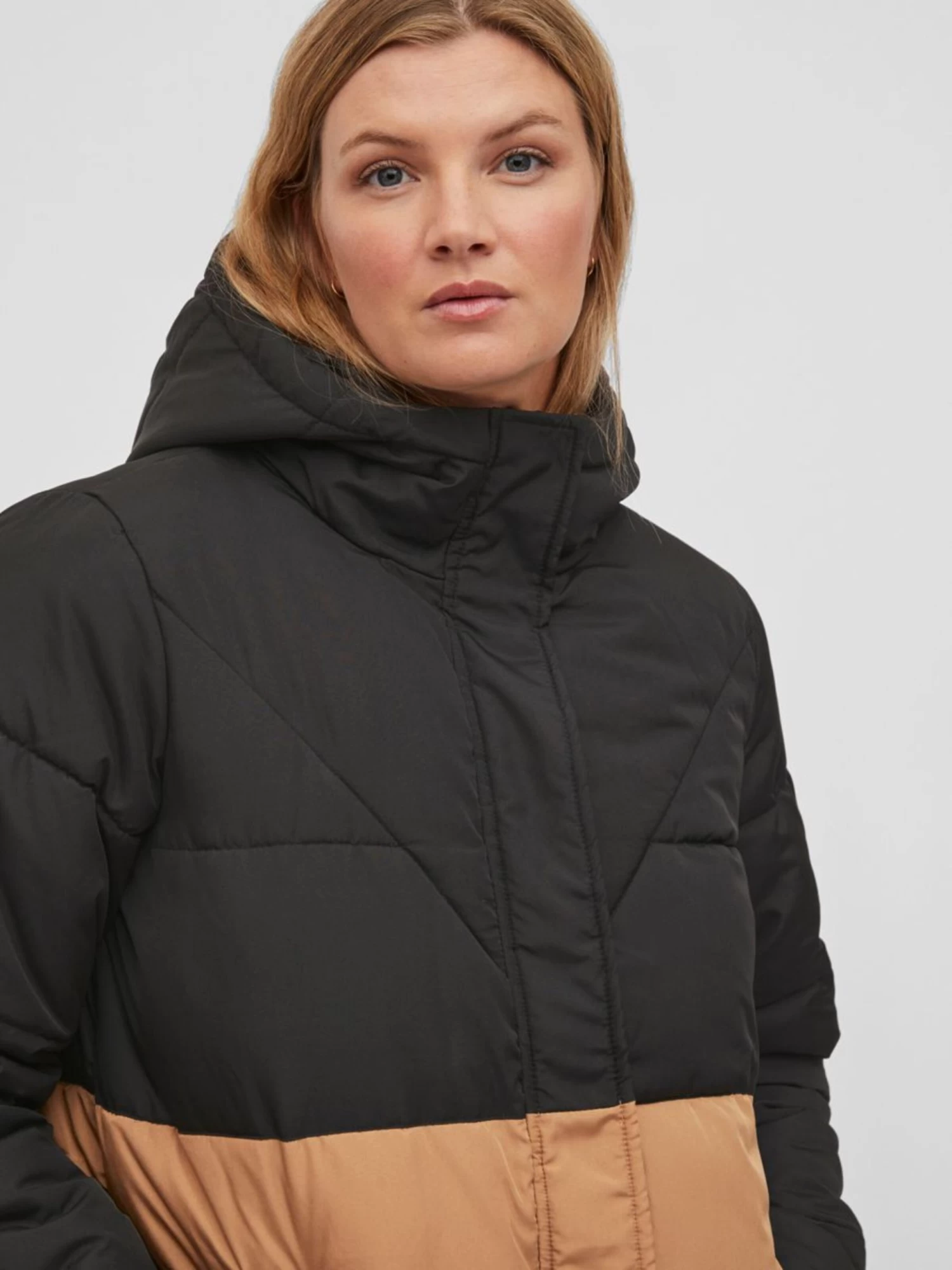 Vila Wintermantels Wintermantel Tate Dames Lichtbruin / Zwart 8 Vila Wintermantels Wintermantel Tate Dames Lichtbruin / Zwart - Afbeelding 8