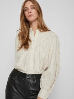 Vila Overhemden Blouse Dames Crème -Vila 928c99e7e1930534d59a8b7dd9611d76