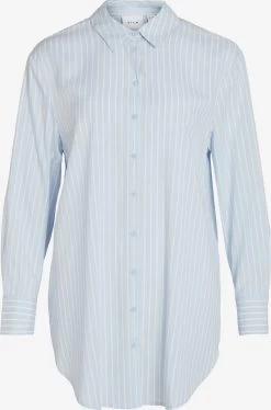 Vila Lange Blouses Blouse Wera Dames Lichtblauw