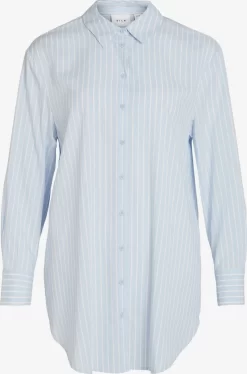 Vila Lange Blouses Blouse Wera Dames Lichtblauw