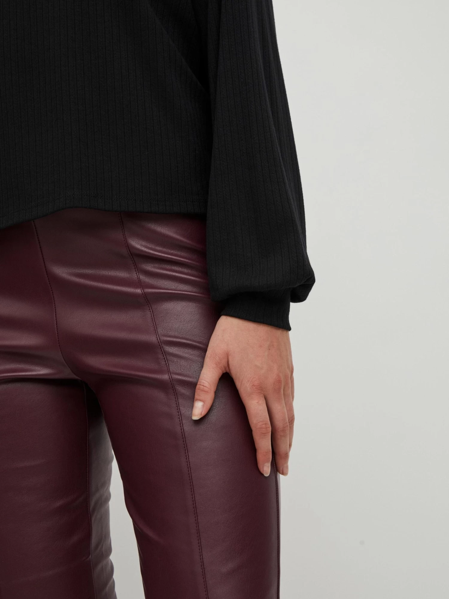 Vila Leren Broeken Skinny Broek Dagmar Dames Bordeaux 7 Vila Leren Broeken Skinny Broek Dagmar Dames Bordeaux - Afbeelding 7