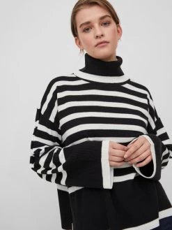Vila Coltruien Trui Dames Zwart / Wit -Vila 96e5f2850d9a21eafed72c3b57d0a91a