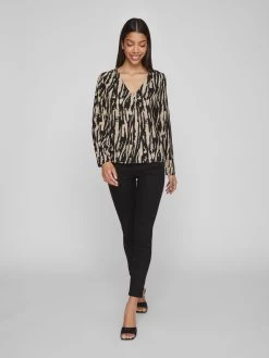 Vila Blouseshirts Blouse Dames Beige / Zwart 10 Vila Blouseshirts Blouse Dames Beige / Zwart -Vila 96e89e2115b35dc9196b86bf228ee802