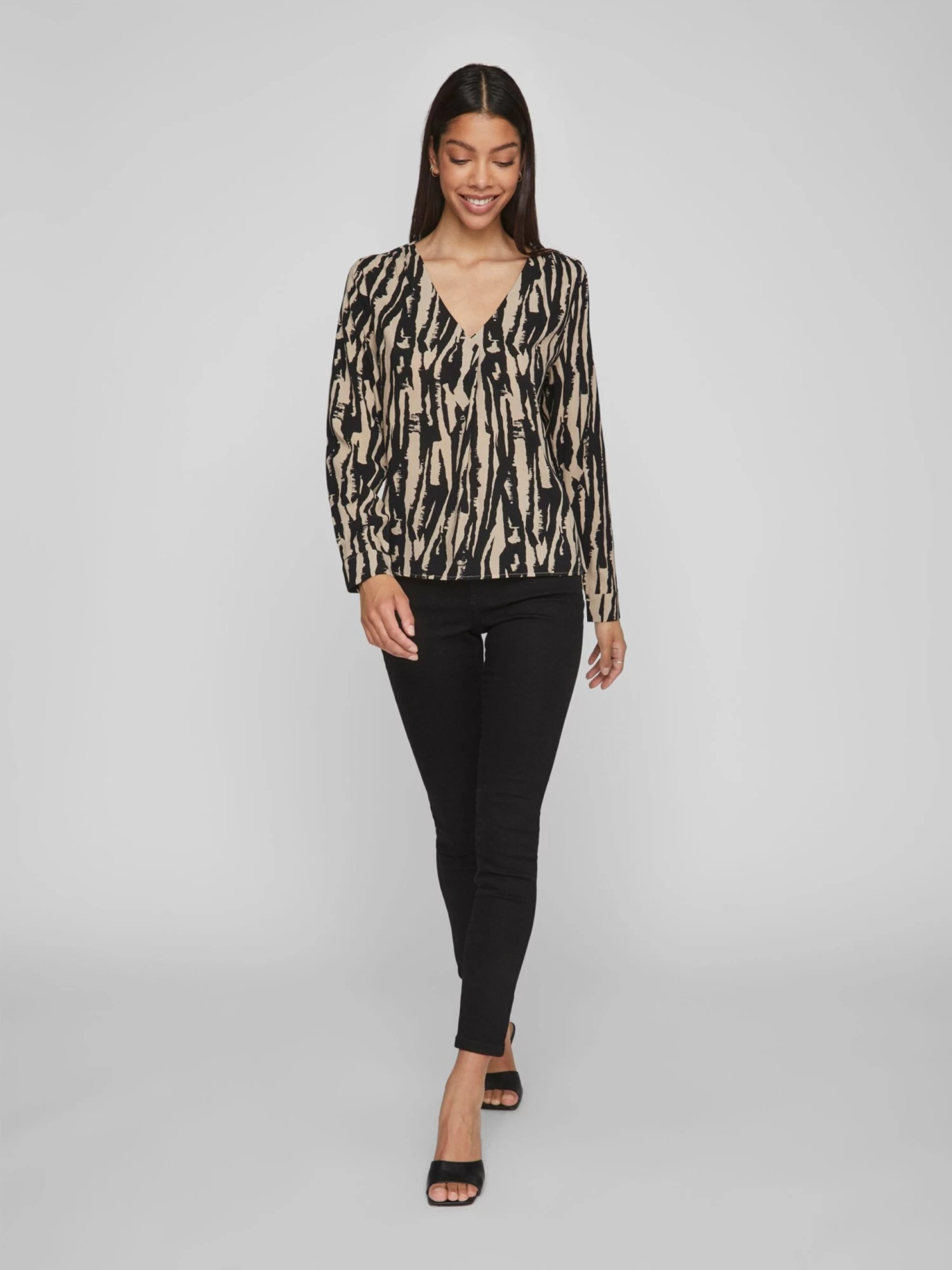 Vila Blouseshirts Blouse Dames Beige / Zwart 5 Vila Blouseshirts Blouse Dames Beige / Zwart - Afbeelding 5