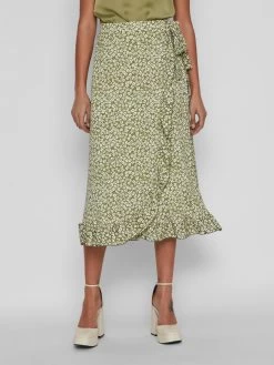 Vila Midi Rokken Rok Caia Dames Olijfgroen -Vila 98058809e280a599e273a434d38ecc5d