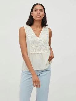 Vila Mouwloze Shirts Top Dames Ecru -Vila 998c1f2b8715d7342be2db4cf1e02aa2