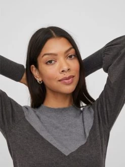 Vila Gebreide Jurken Gebreide Jurk Dames Antraciet / Lichtgrijs -Vila 9b53bd9293a7b8ac97f9d851f47167c2