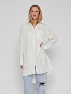 Vila Lange Blouses Blouse FREDA Dames Natuurwit -Vila 9e2fa6a3454afc48f499599b259817cf