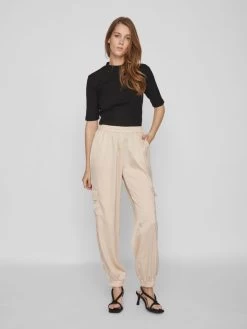 Vila Pantalons Tapered Broek Dames Beige -Vila 9f2881ebf26064934f96b54927163a77