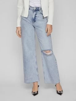 Vila Wide Leg Wide Leg Jeans Fiona Dames Lichtblauw -Vila a0f312c8c78464583692fd4562656bde
