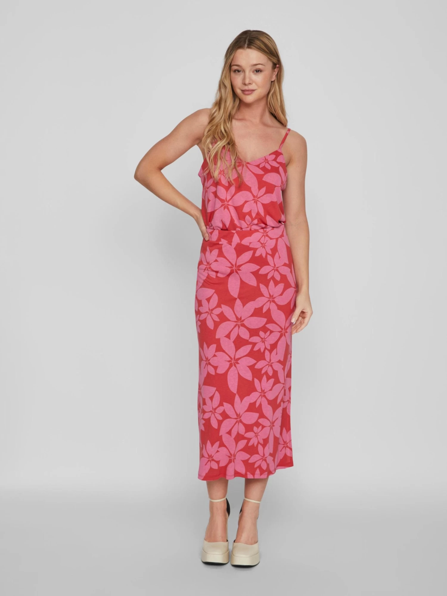 Vila Maxi Rokken Rok KAMI Dames Rood 5 Vila Maxi Rokken Rok KAMI Dames Rood - Afbeelding 5