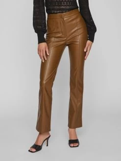 Vila Leren Broeken Flared Broek Nanna Dames Olijfgroen -Vila a6f2448b07cd4ae2e6c2b14487062f15