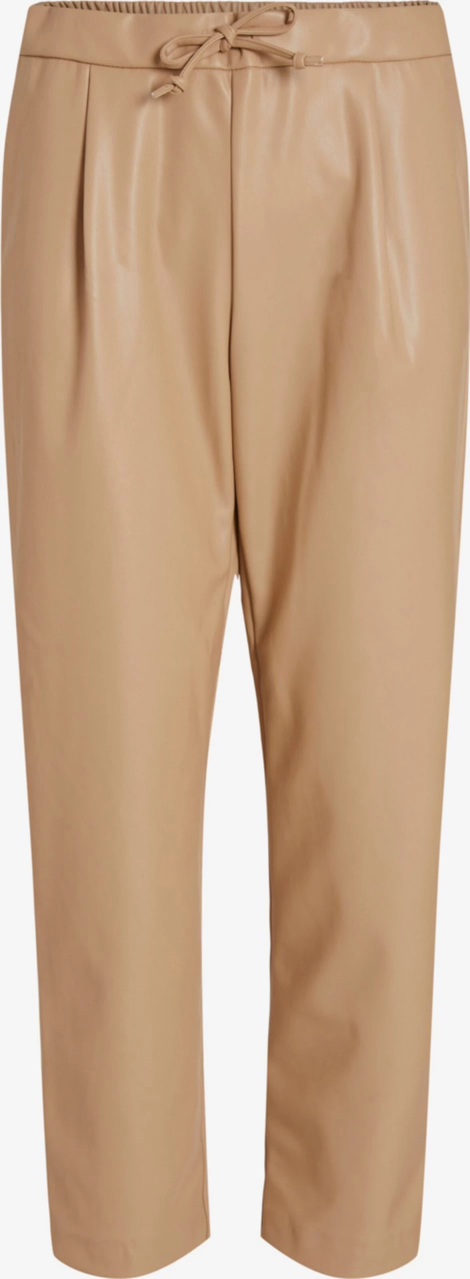 Vila Leren Broeken Regular Bandplooibroek Nille Dames Beige 1 Vila Leren Broeken Regular Bandplooibroek Nille Dames Beige