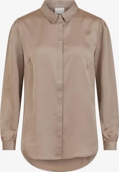 Vila Overhemden Blouse Dames Lichtbeige