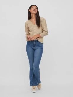 Vila Fijngebreide Truien Trui Ril Dames Beige -Vila a97fc0fb6aca830d25d0615a29e032e4