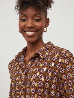 Vila Overhemden Blouse Zino Dames Bruin -Vila aac94584c248fac11a3b6be0ac7845cc