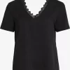 Vila Kanten Blouses Blouse Sommi Dames Zwart