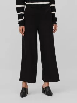 Pantalons Wide Leg Broek RIBBI Dames Zwart -Vila abfccf03f4dfaaae1efd47be734a66d9