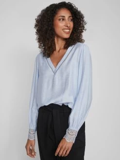 Vila Kanten Blouses Blouse Dames Blauw -Vila ac5d51b850ba470a721b997cece24911