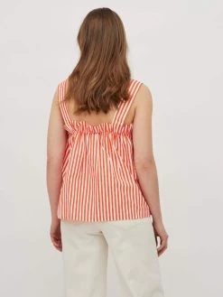 Vila Mouwloze Shirts Top FIKA Dames Mandarijn / Wit -Vila acc1bd1450d0b069926473de8fb6032a