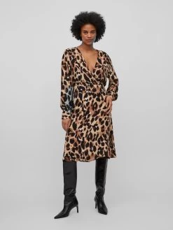 Vila Midi Jurken Jurk Kiwi Dames Beige -Vila adb1b76836671fe68d0c9960d3477336