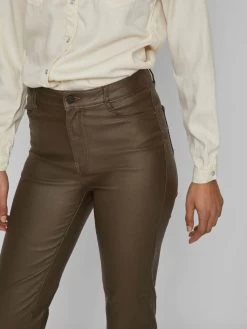 Vila Leren Broeken Regular Broek COMMIT Dames Kaki -Vila ae4656c1a043b0bd7113caf5cf533bd8