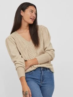 Vila Fijngebreide Truien Trui Ril Dames Beige -Vila aee253bd2f394367e28ccb2c8dfef017