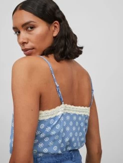 Vila Kanten Tops Top Dames Blauw -Vila af389db31683774c8cb7e33edffec90f
