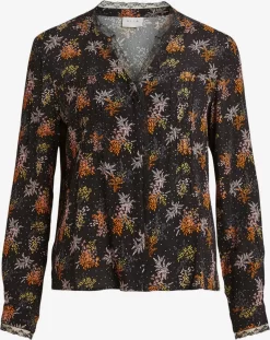 Vila Kanten Blouses Blouse Borine Dames Zwart