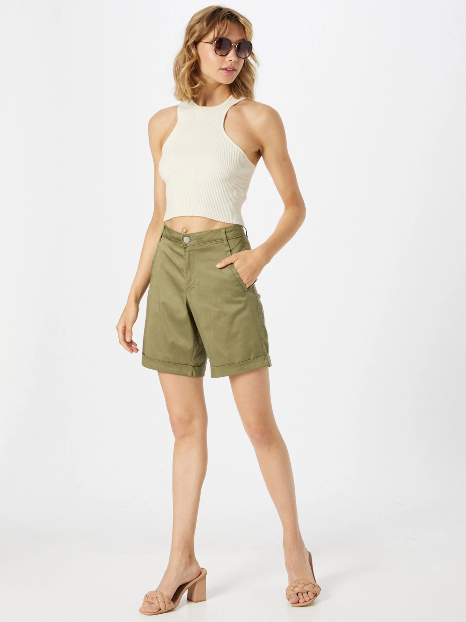 Vila Shorts Regular Broek Dames Kaki 4 Vila Shorts Regular Broek Dames Kaki - Afbeelding 4