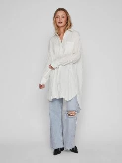 Vila Lange Blouses Blouse FREDA Dames Natuurwit -Vila b327941a7423ce2767debad08036793e