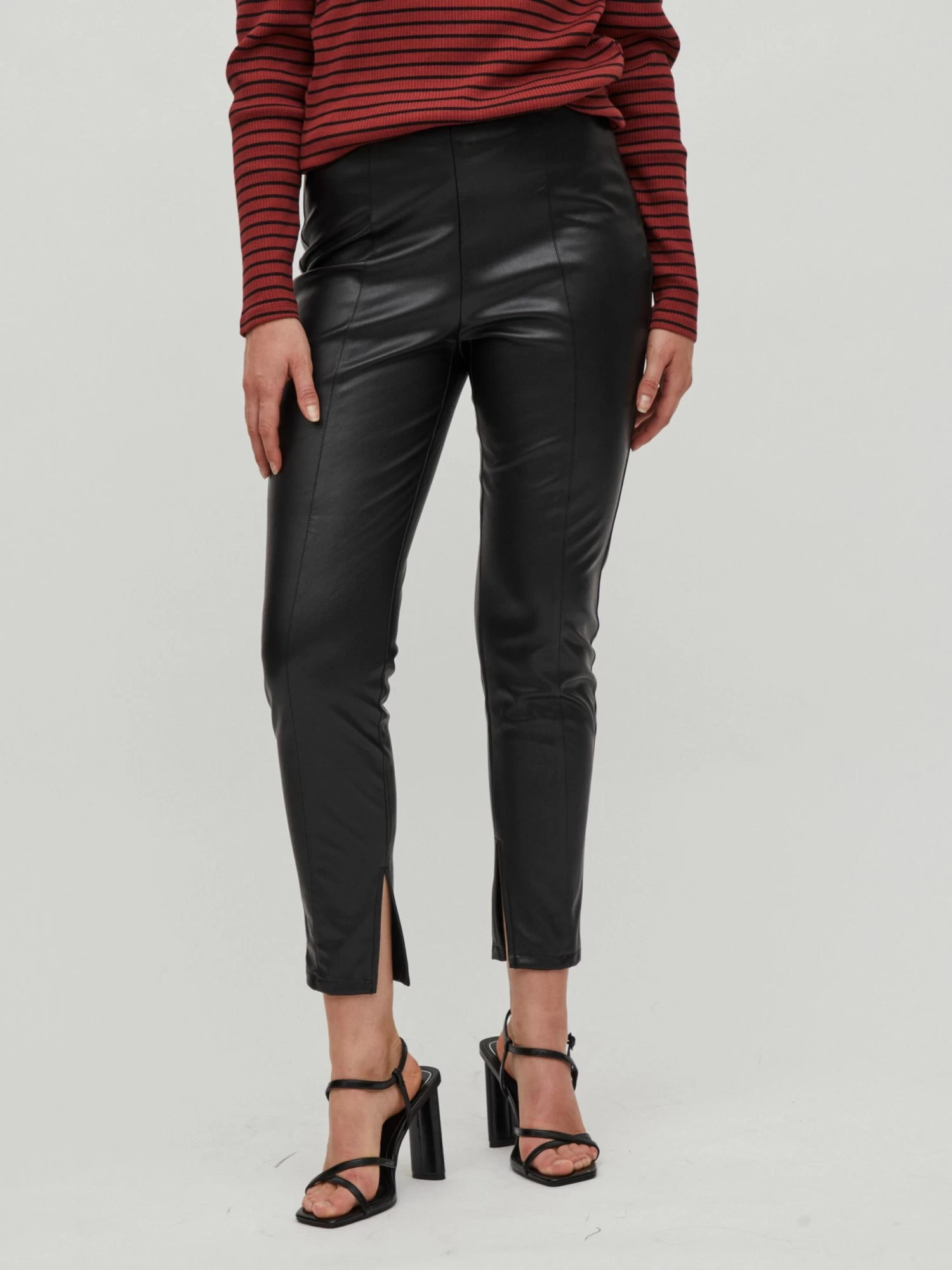 Vila Leren Broeken Skinny Broek Dagmar Dames Zwart 3 Vila Leren Broeken Skinny Broek Dagmar Dames Zwart - Afbeelding 3