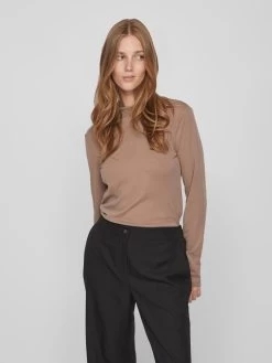 Vila Longsleeves Shirt Dames Lichtbruin -Vila b741f9ce63530fd9a17defac230a6322