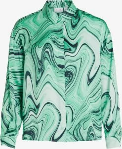 Vila Overhemden Blouse Dames Jade Groen