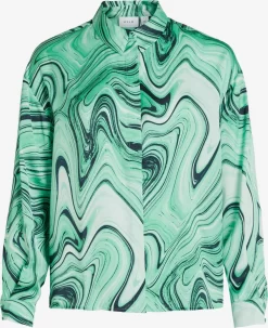 Vila Overhemden Blouse Dames Jade Groen