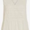 Vila Mouwloze Shirts Top Dames Ecru