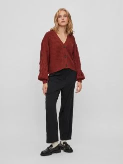 Vila Vesten Gebreid Vest Dames Roestrood -Vila bb085186af52d6619265c6ffefb0275e