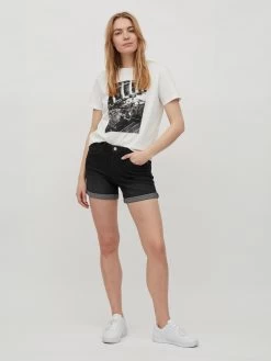Vila Denim Shorts Regular Jeans Dina Dames Zwart -Vila bb2844c73fa90b7934cd283946cbc32a
