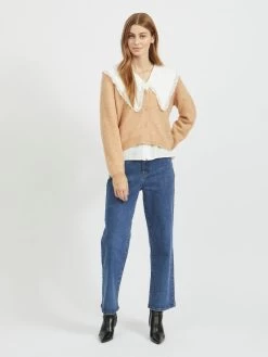 Vila Vesten Gebreid Vest Dames Oranje / Pink -Vila bba460ce265436485910cc43dd7c500a