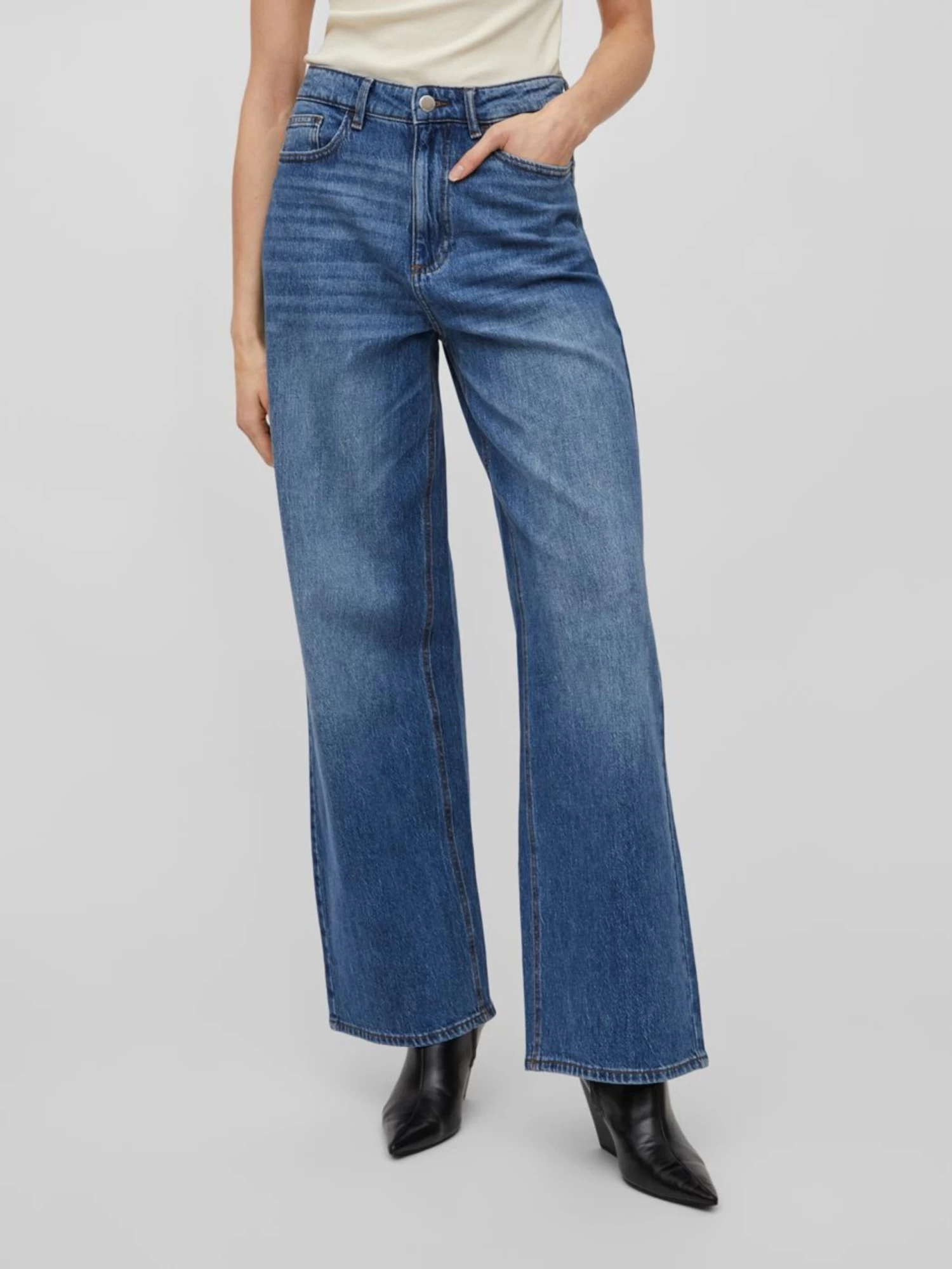 Vila Wide Leg Wide Leg Jeans Dames Blauw 3 Vila Wide Leg Wide Leg Jeans Dames Blauw - Afbeelding 3