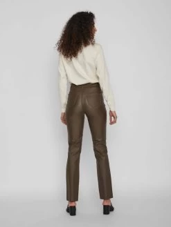 Vila Leren Broeken Regular Broek COMMIT Dames Kaki -Vila bbde39f08d87c03ec3f55a3bbb7922e2
