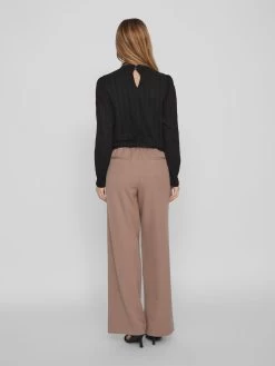 Vila Bandplooibroeken Wide Leg Bandplooibroek Dames Bruin / Pueblo -Vila bc012de7c56d8bddc1e6546651f44fb8