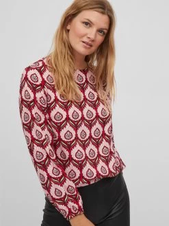 Vila Blouseshirts Blouse LISE Dames Vuurrood -Vila bcf852ef45c00f735ae3575b3c1b54ac